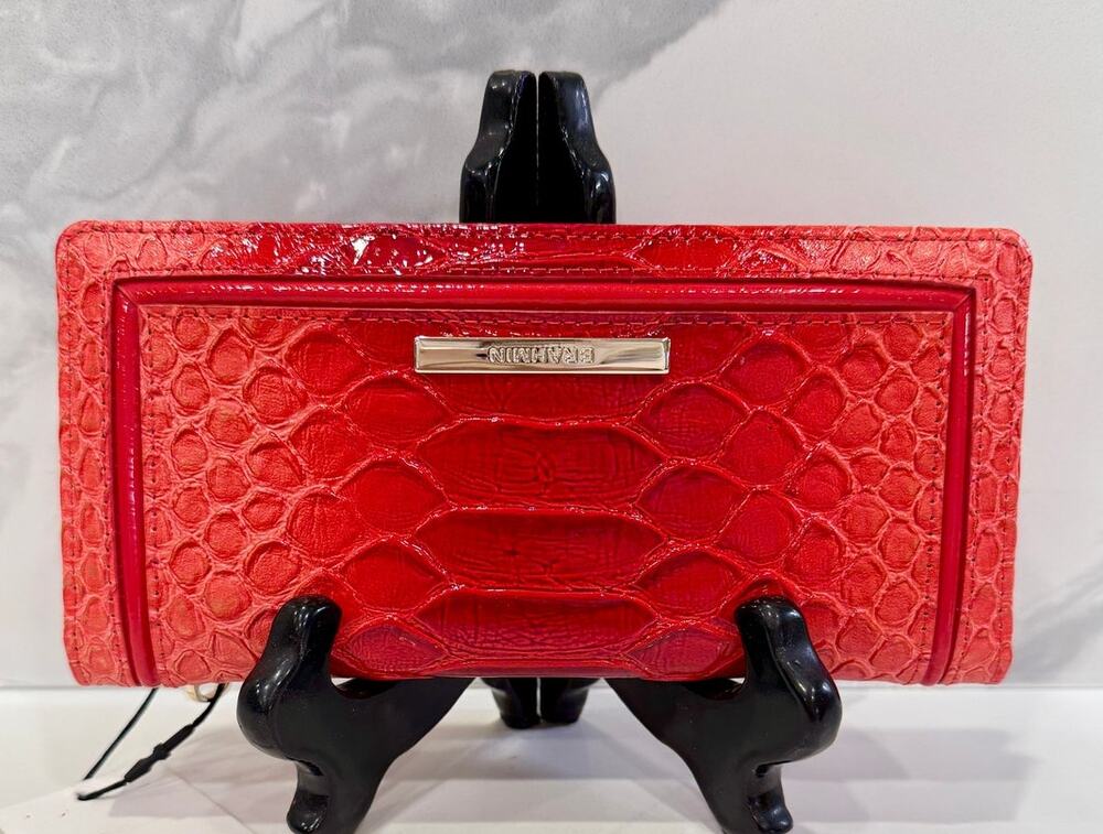 Brahmin Ady Flame Calimero Red Wallet NWT Croc Embossed Leather Finish